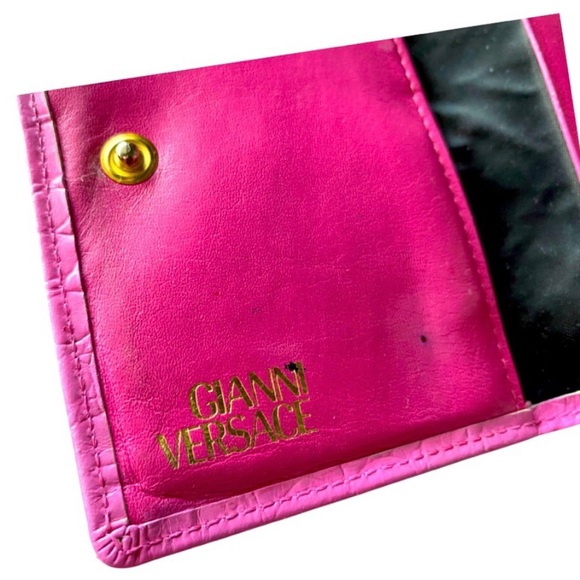 Gianni Versace Vintage Card Holder Pink Alligator Leather - Picture 2 of 9